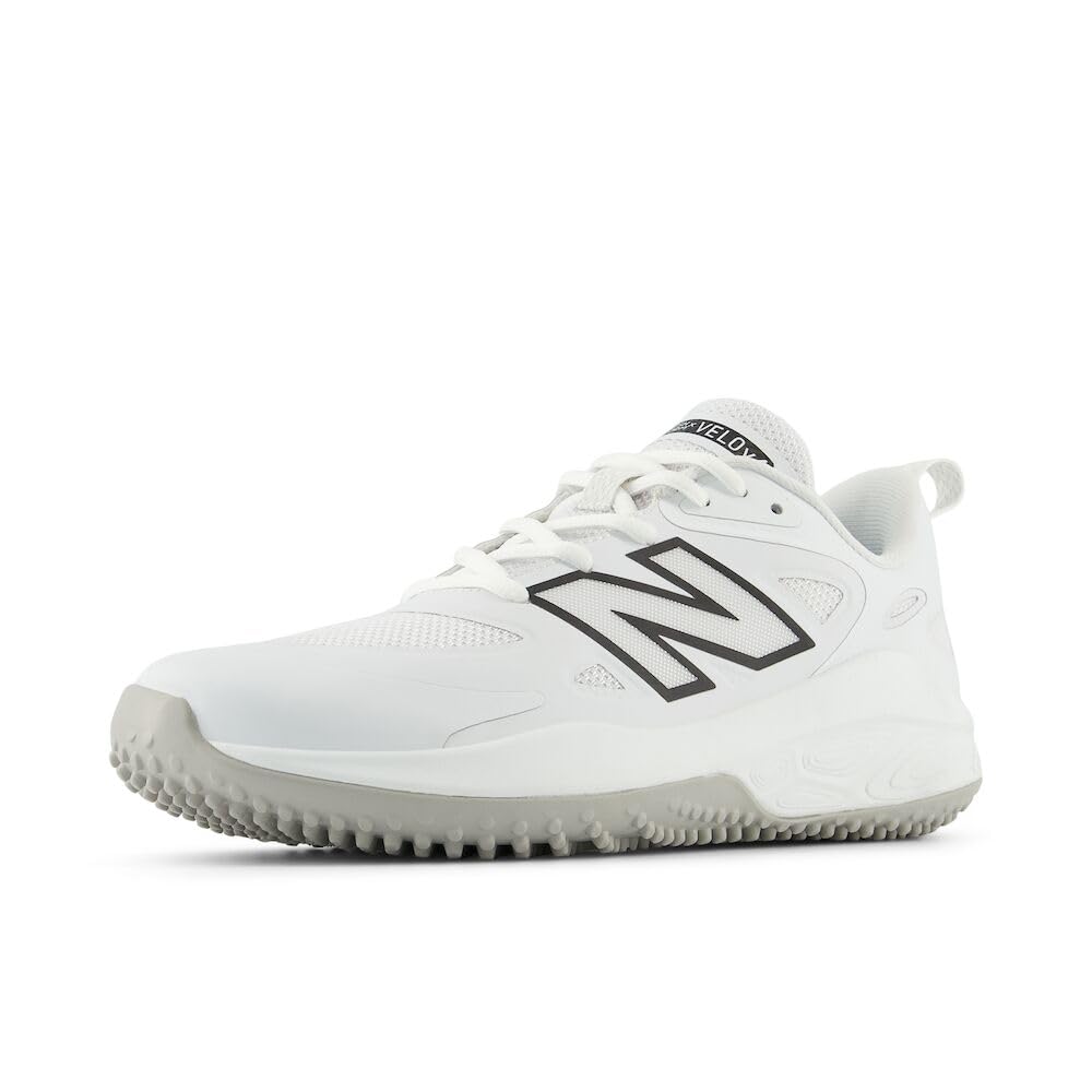 New Balance Women's Fresh Foam Velo V4 Turf-Trainer Softball Shoe, White/Black, 9.5 M