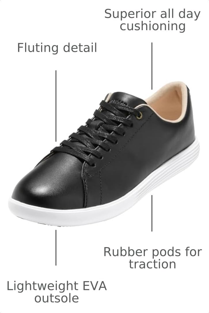 Cole Haan Womens Grand Crosscourt II Black Leather/White 6.5 B - Medium