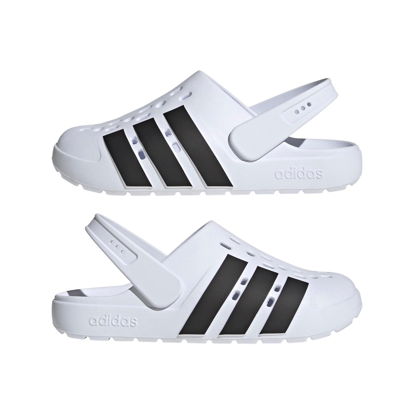 adidas Unisex-Adult Adilette Clog, White/Black/White, 13