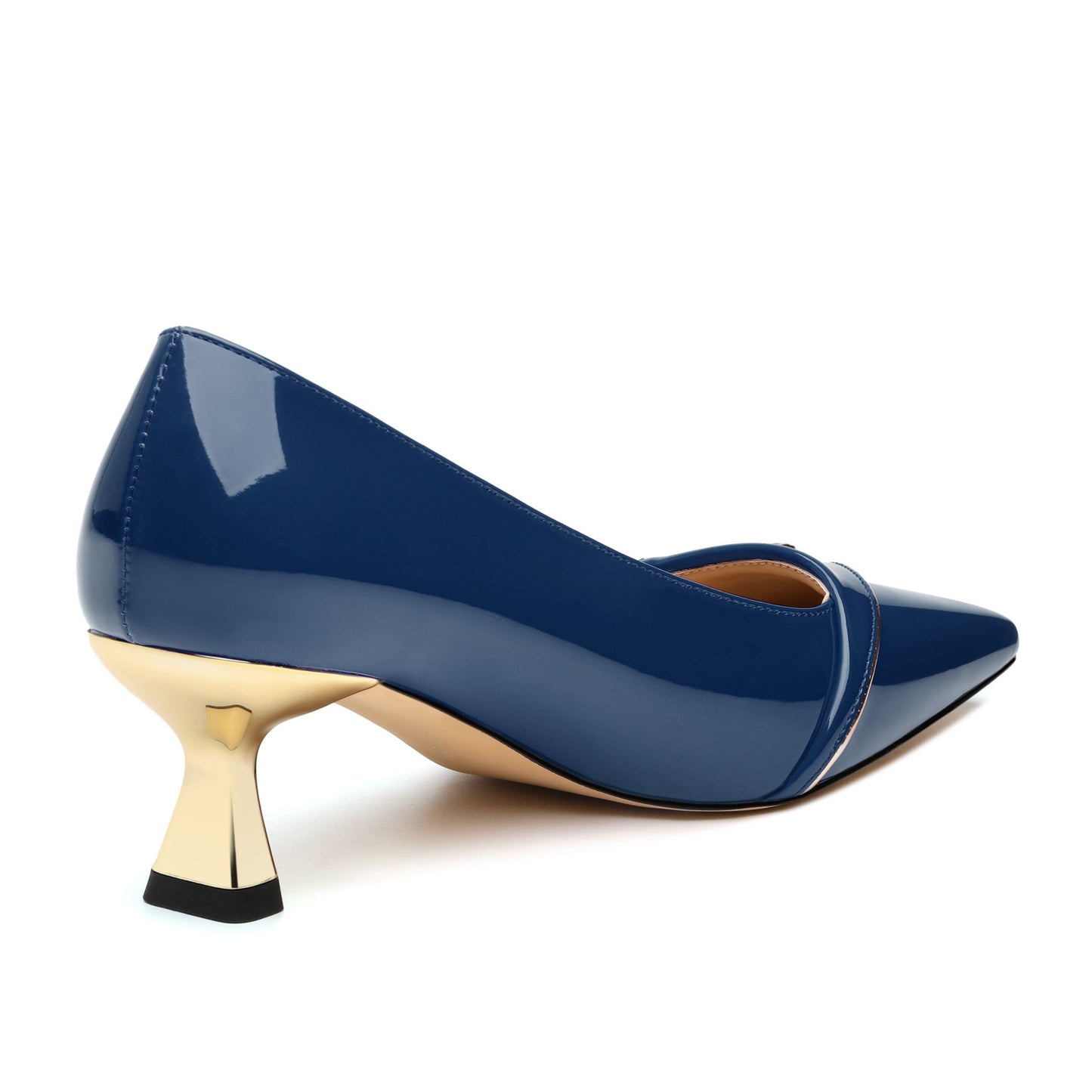 Muikecors Women's Kitten Heels Square Toe Low Heel Pumps Closed Toe Patent Slip On Pumps Womens Work Dress Office Wedding Party Shoes 2 Inch Navy Blue Patent Size 8.5