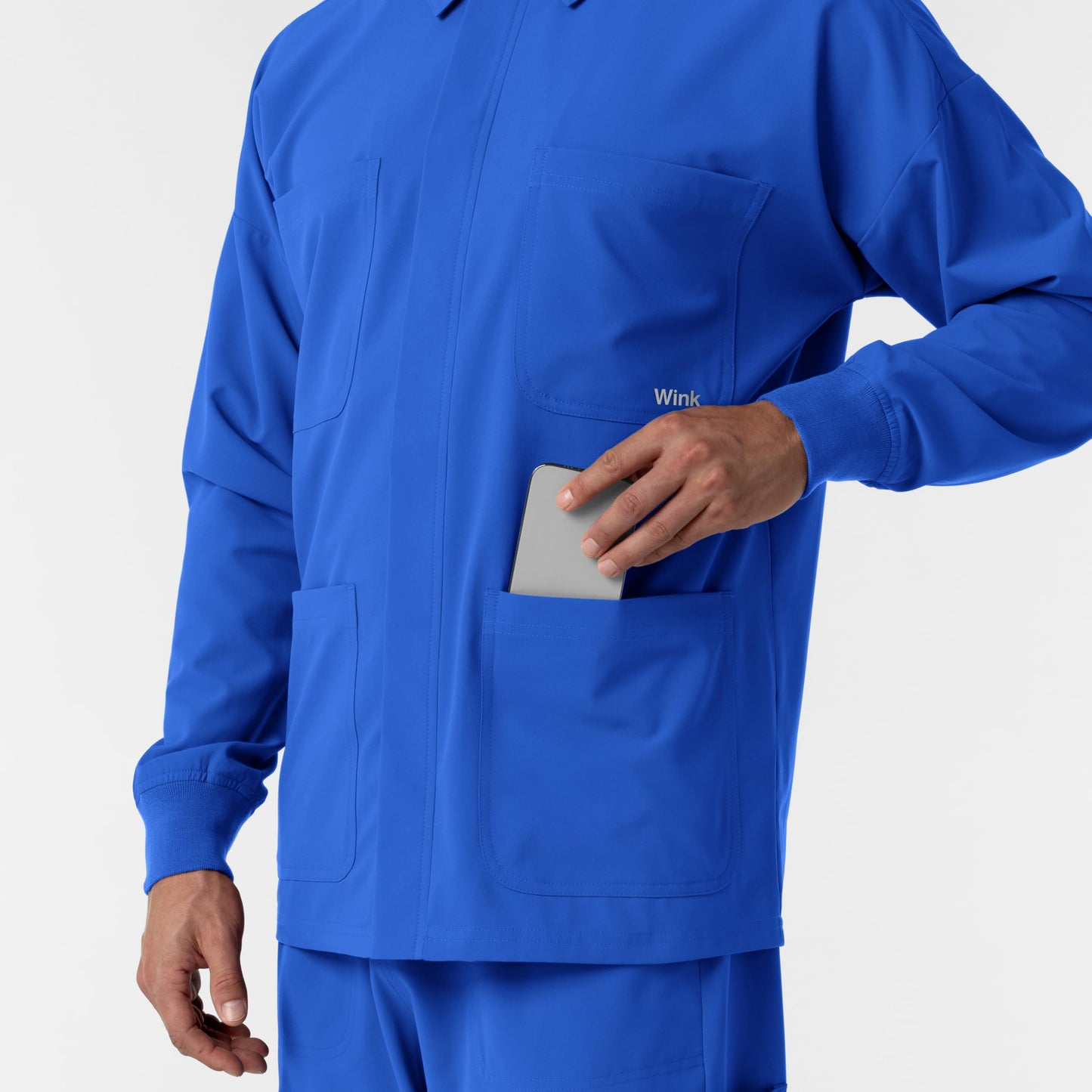 WINK Nurtur Men’s Scrub Shirt Jacket, Royal, 4XL