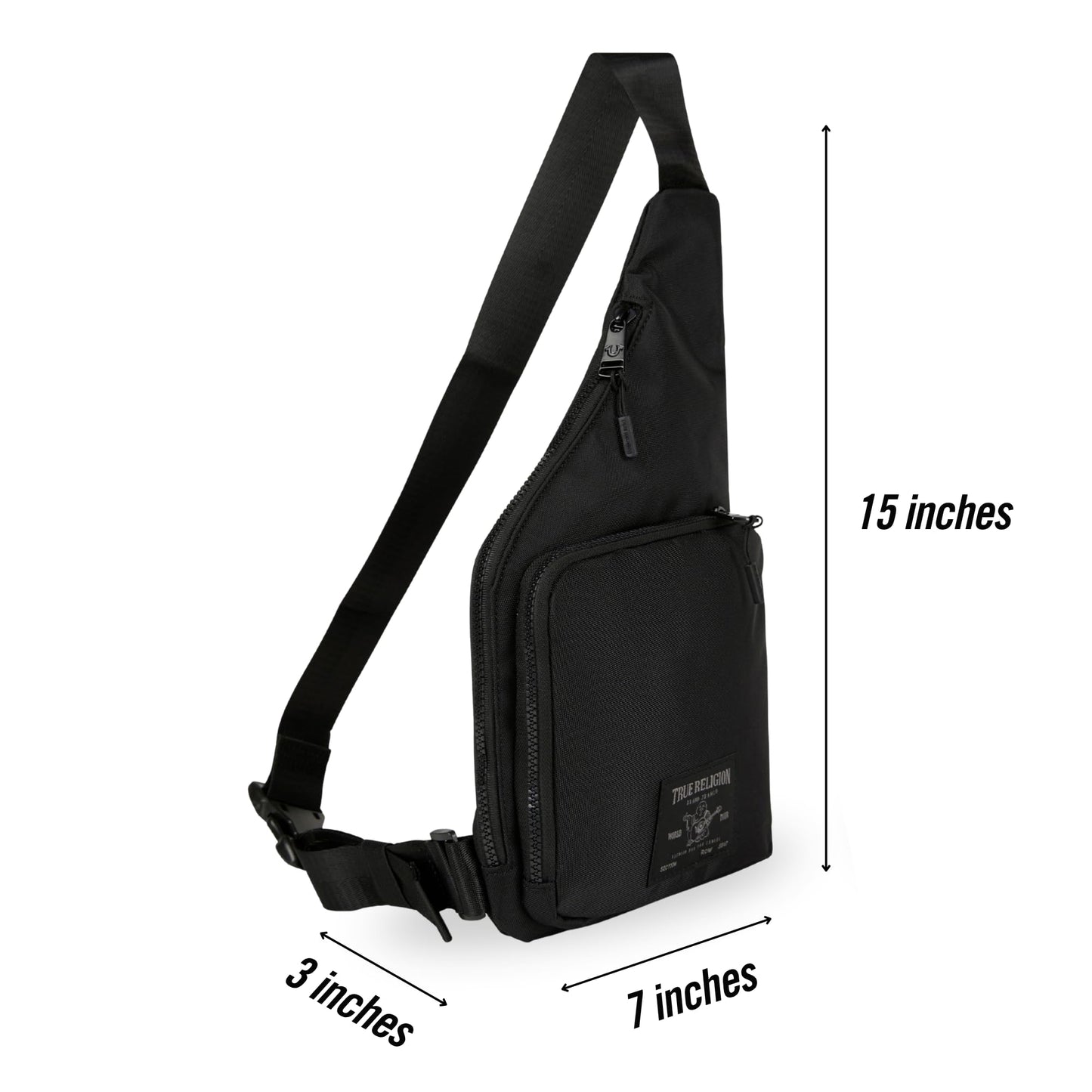True Religion Crossbody Bag Men - Anti Theft Shoulder Sling, Zipper Phone