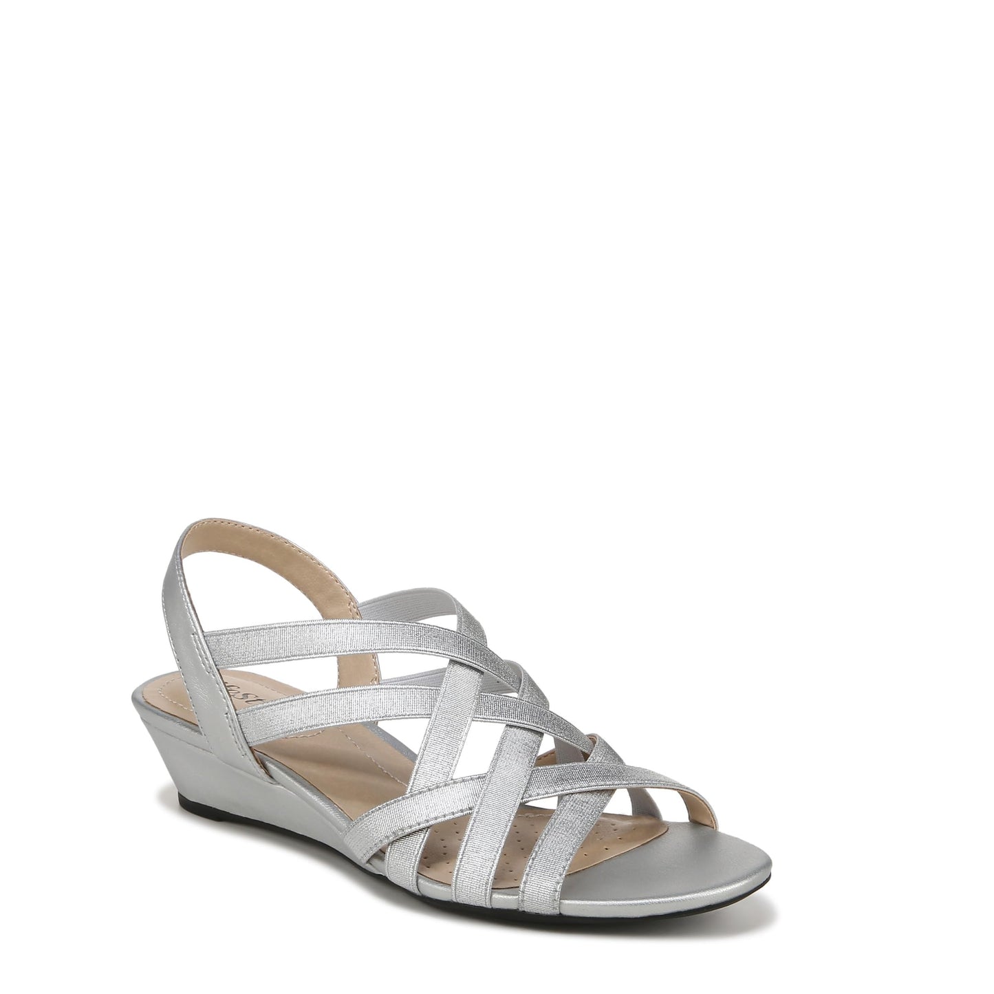 LifeStride Womens Yung Strappy Wedge Sandals Silver 7 M