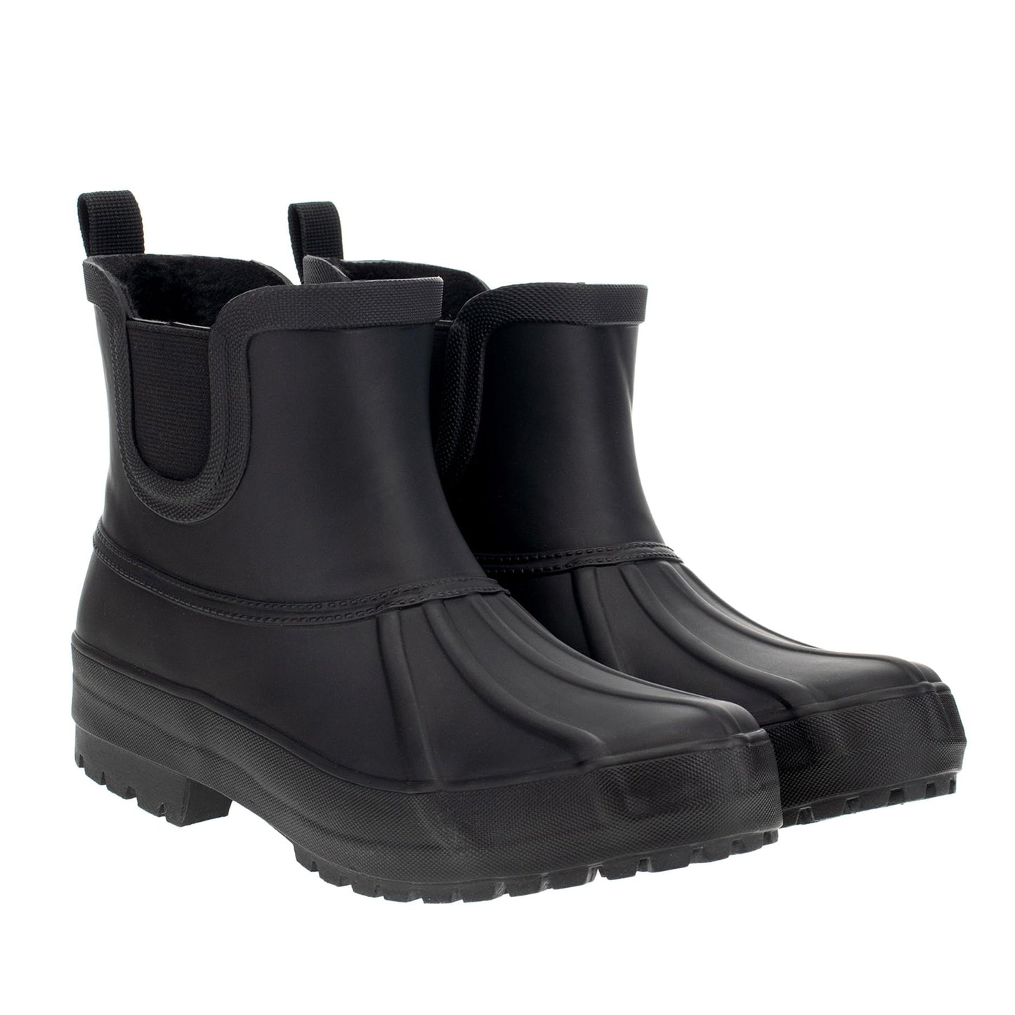 Chooka Ladies Chelsea Duck Rain Boot – Waterproof Rubber Boot, Lined Interior, Elastic Side Gore, Memory Foam Insole, Black, 8