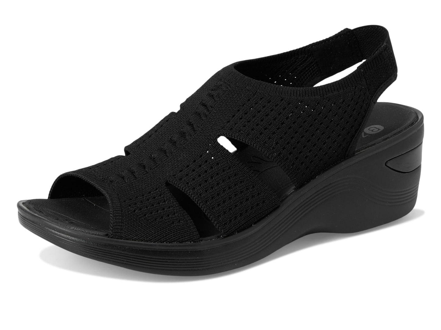 BZees Womens Double Up Sandal Black Knit 8.5 M