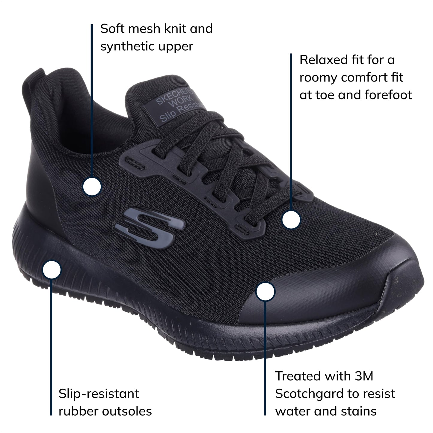 Skechers Women's Work Squad Sr Food Service Shoe, Black, 10W