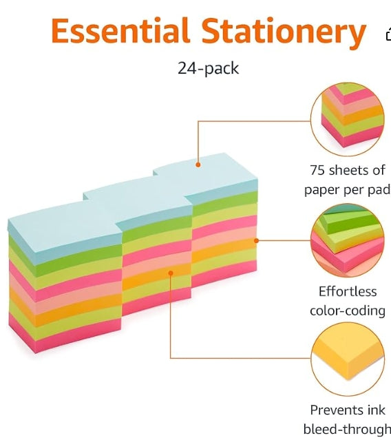 Mini Rectangular Sticky Notes, 1.5x2 Inches