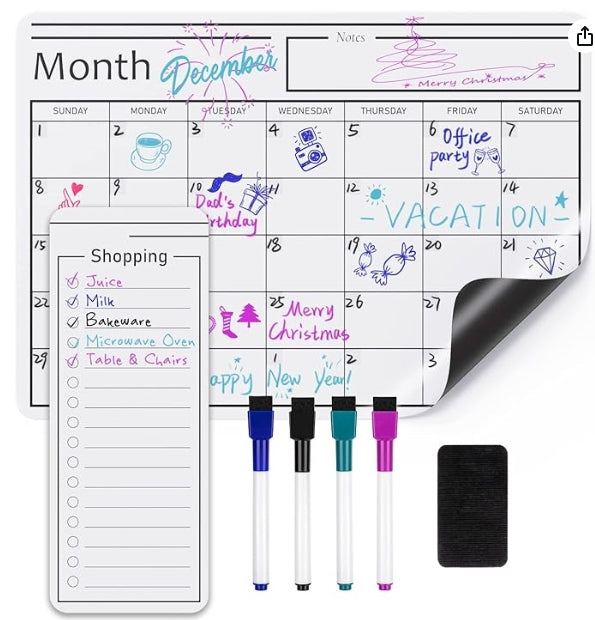 Magnetic Dry Erase Whiteboard Calendar for Fridge
