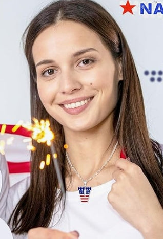 Nanafast USA 4th of July Initial Necklace