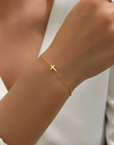 Faith Cross Bracelets Dainty Gold Plated
