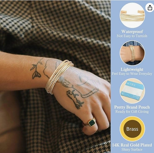 Gold Bangle Cuff Bracelets for Women