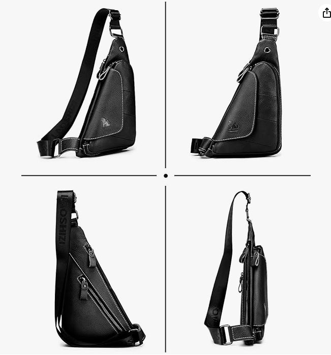 Genuine Leather sling bag for men women