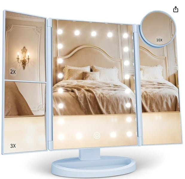 Makeup Mirror, Vanity Mirror with Lights, 2X/3X/10X Magnification
