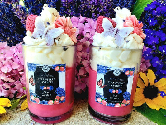 Farm Fresh Sequim Lavender Strawberry Dessert Drink Candle