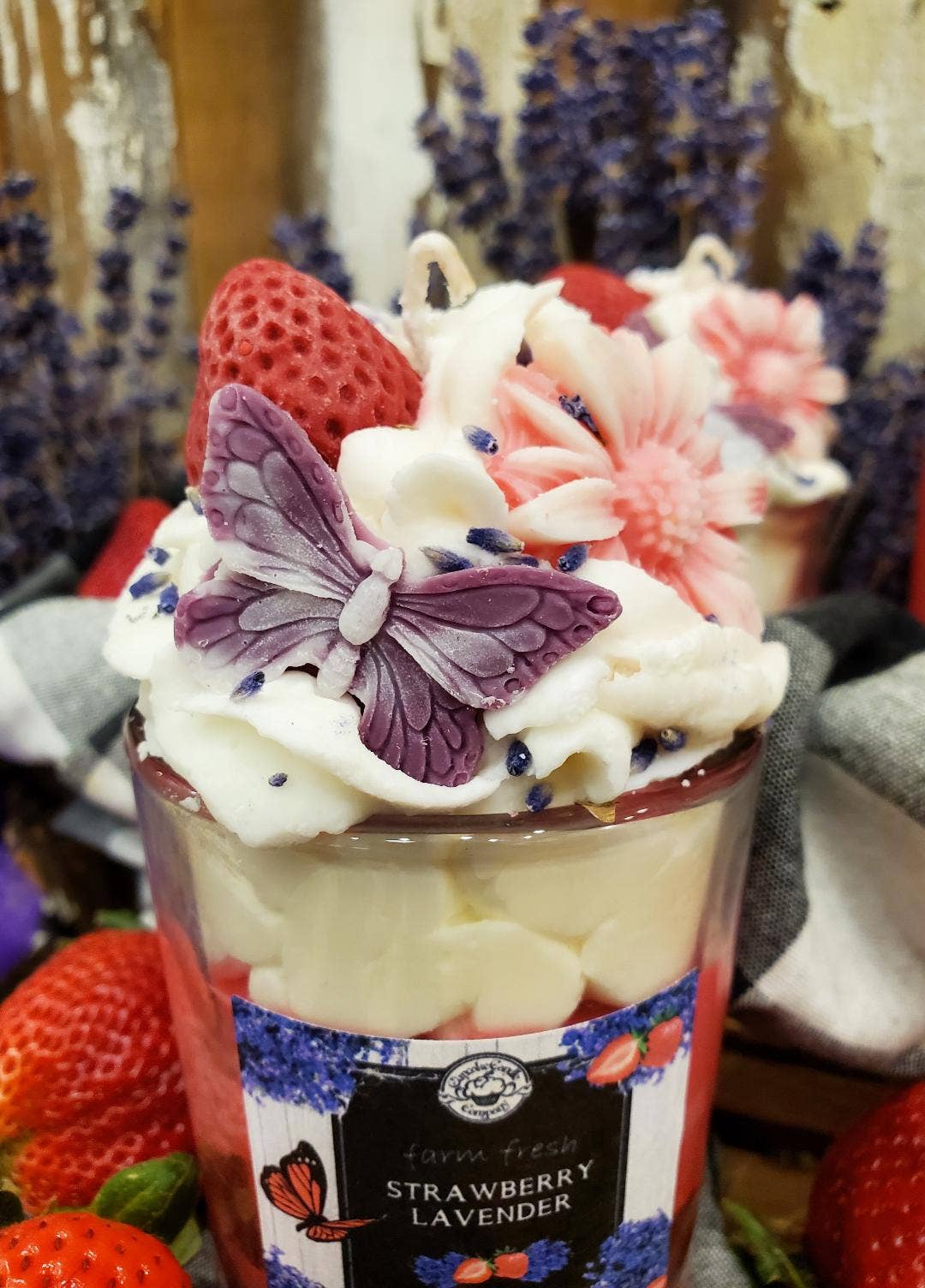Farm Fresh Sequim Lavender Strawberry Dessert Drink Candle