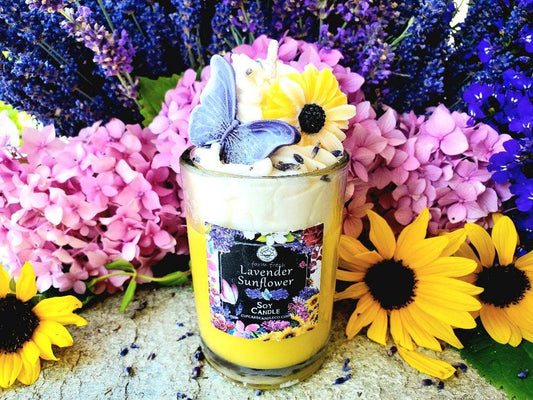 Farm Fresh Sequim Lavender Sunflower Dessert Drink Candle