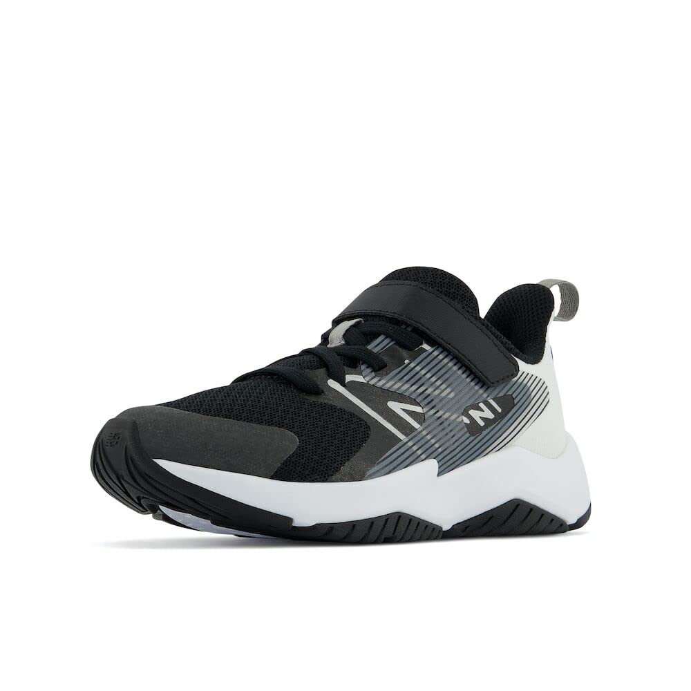 New Balance Kid's Rave Run V2 Hook and Loop Running Shoe, Black/White, 8 Wide Toddler