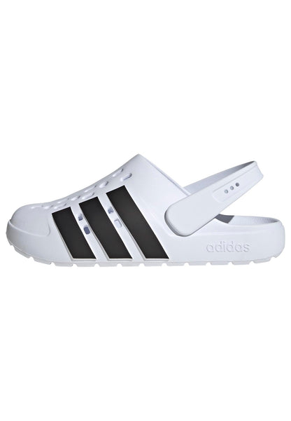 adidas Unisex-Adult Adilette Clog, White/Black/White, 13