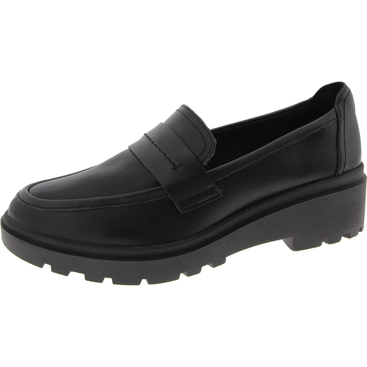 Clarks Women's Calla Ease Loafer Flat, Black Leather, 7 Medium US