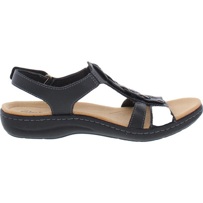 Clarks Women's Laurieann Kay Flat Sandal, Black Leather, 8.5 Wide