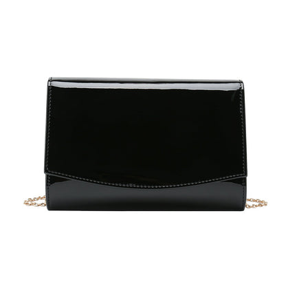 CHARMING TAILOR Patent Leather Flap Clutch for Women Classic Elegant Evening Bag Chic Dress Purse (Black)