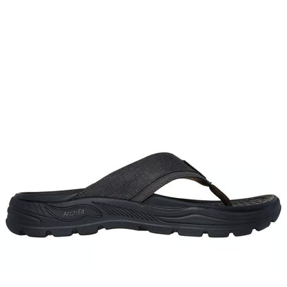 Skechers Men's Arch Fit Motley Sd-Rigel Canvas Thong Sandal, Bkcc, 10