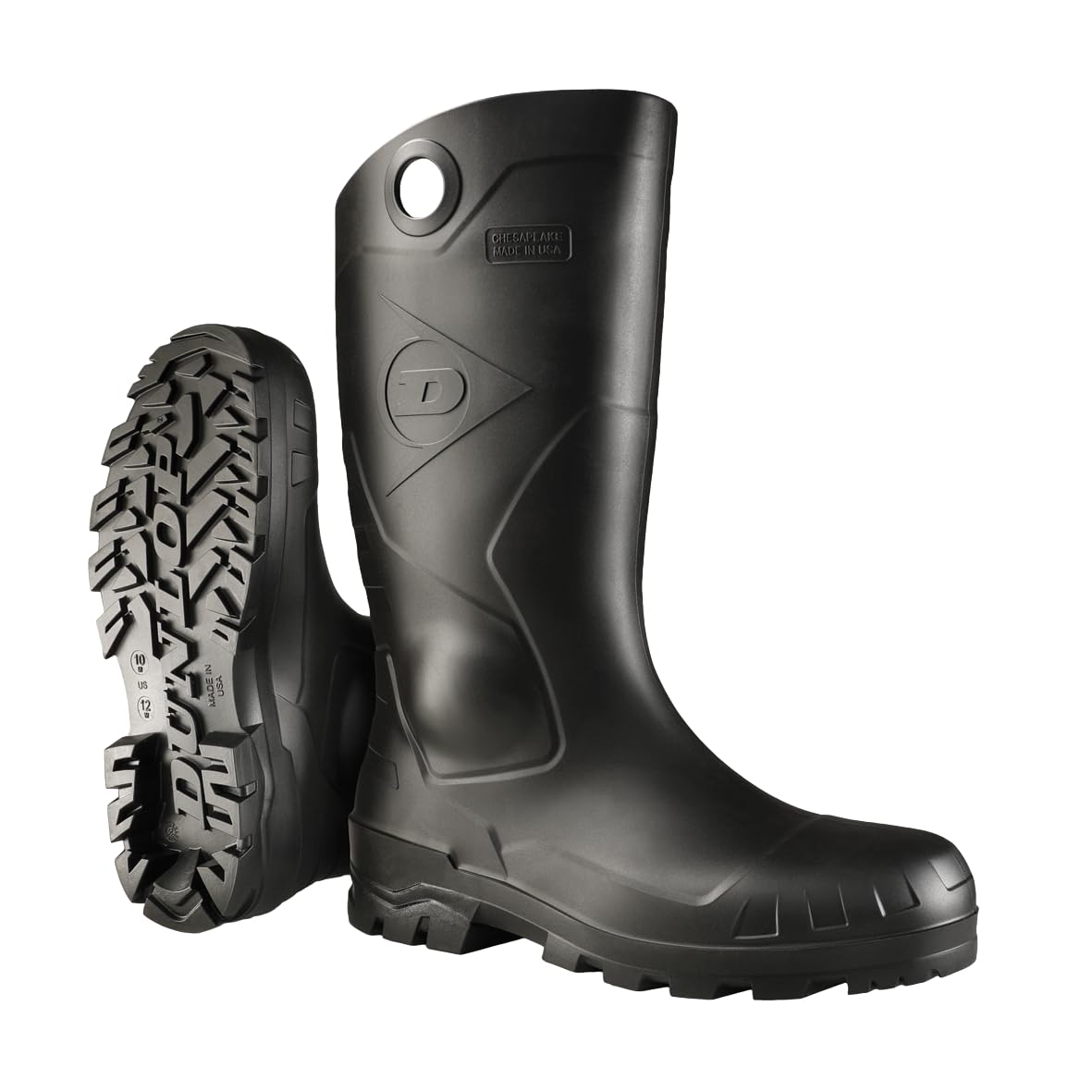DUNLOP Chesapeake Rubber Boots with Steel Toe for Men & Women – PVC - Waterproof Work boots - Lightweight Garden, Rain & Fishing Boots - Safety boots with Wide Calf – Black – Size 3–15