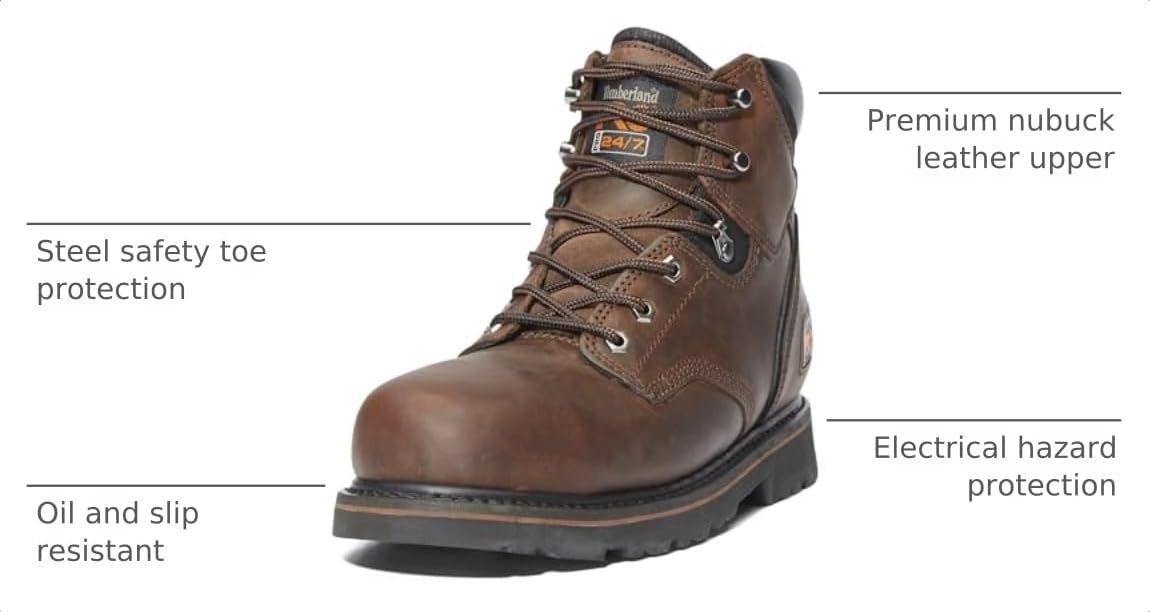 Timberland PRO Men's Pit Boss 6 Inch Steel Safety Toe Industrial Work Boot, Brown-2024 New, 11.5 W