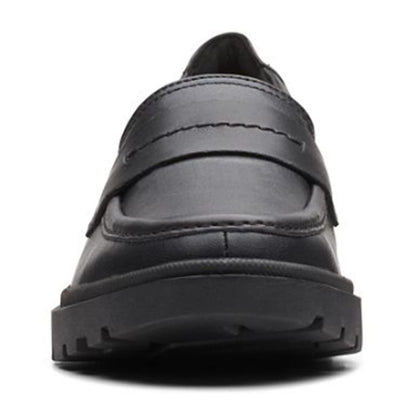 Clarks Women's Calla Ease Loafer Flat, Black Leather, 7 Medium US