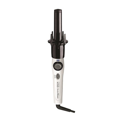 Kiss Instawave Deluxe Automatic Curling Iron, Black & White, 1" Curling Wand, 2-Way Self-Rotating Ceramic Ionic Hair Curler for Loose or Tight Curls, Dual Heat Settings up to 420°F, Tangle Prevention