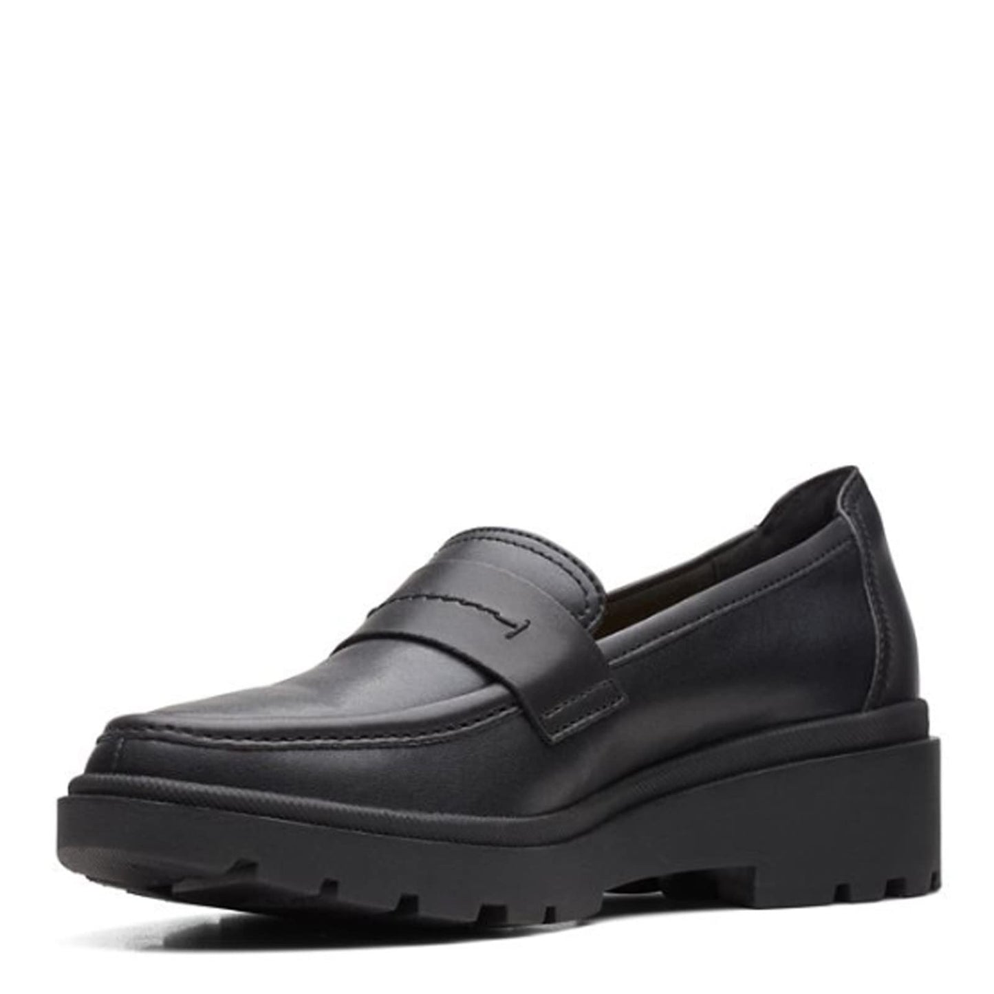 Clarks Women's Calla Ease Loafer Flat, Black Leather, 7 Medium US
