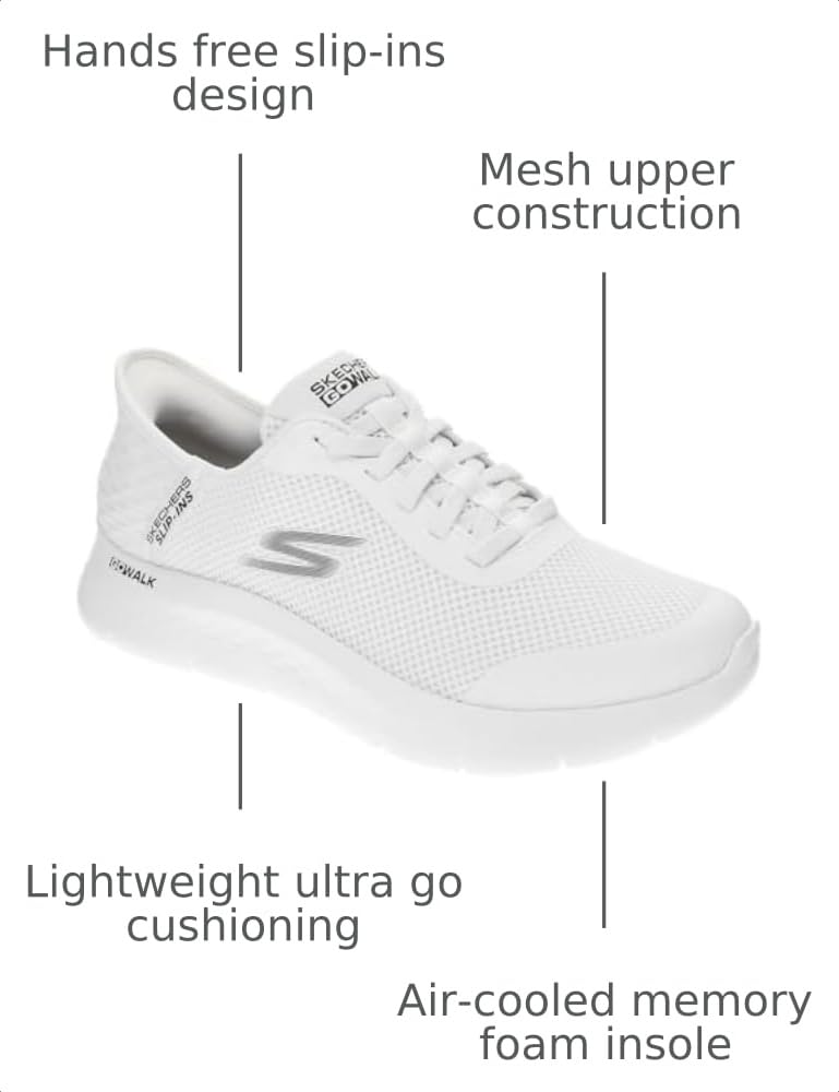Skechers Men's Hands Free Slip-ins: Go Walk Flex Hands Up Sneaker, White, 9