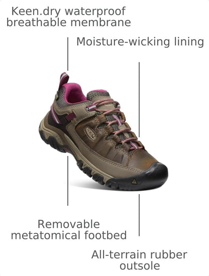 KEEN Women's Targhee 3 Waterproof Hiking Shoe, Weiss/Boysenberry, 9.5 M (Medium) US