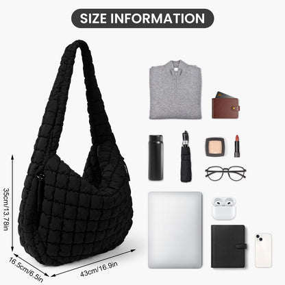 Juoxeepy Quilted Tote Bag Large Quilted Carryall Puffer Shoulder Bag Lightweight Puffy Padding Hobo Bags Puffy Bags