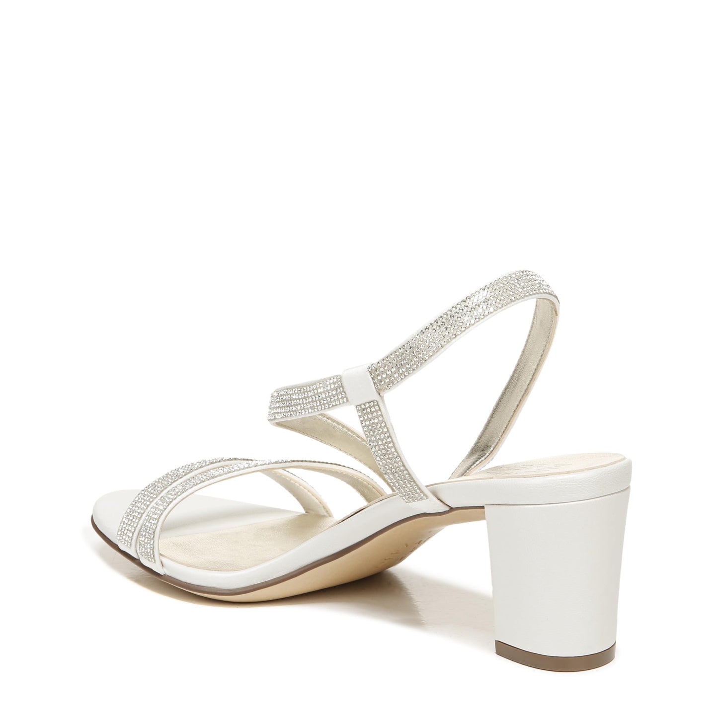 Naturalizer Womens Vanessa2 Rhinestone Embellished Strappy Heeled Sandal ,White Satin ,8W