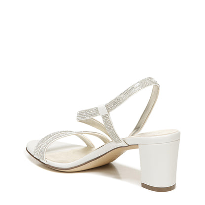 Naturalizer Womens Vanessa2 Rhinestone Embellished Strappy Heeled Sandal ,White Satin ,8W