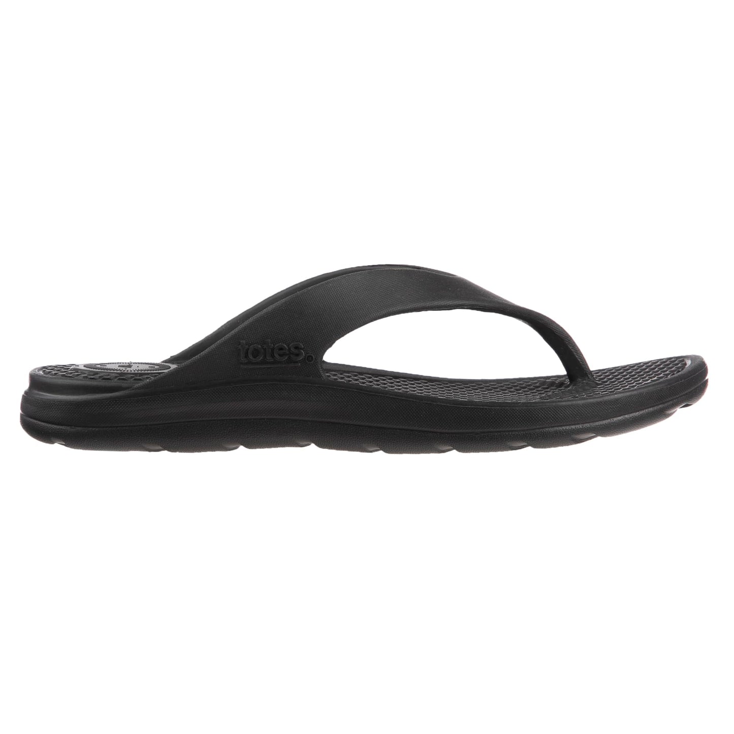 totes Men's Everywear Lightweight Waterproof Contoured Ara Flip Flop Sandal, Black, 13 US