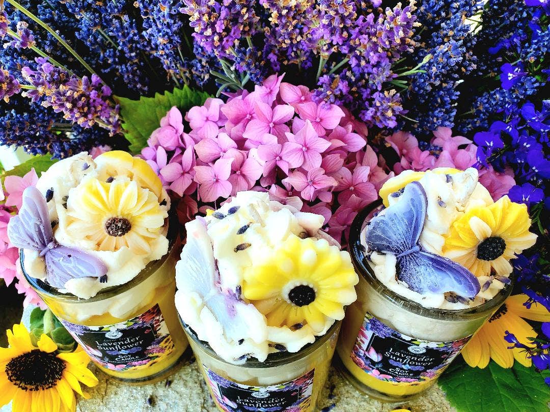 Farm Fresh Sequim Lavender Sunflower Dessert Drink Candle