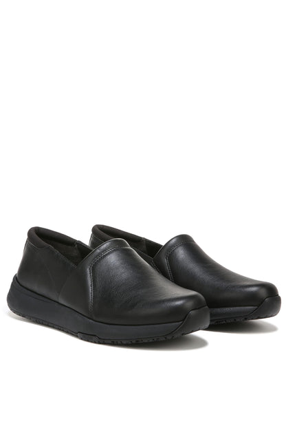 Dr. Scholl's Shoes Women's Dive In Slip Resisatnt Work Slip On Loafer,Black Smooth,10 Wide