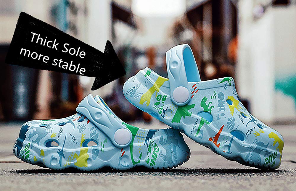 INMINPIN Kids Cute Clogs Cartoon Garden Shoes Boys Girls Slides Slippers Indoor Outdoor Children Water Shower Beach Pool Sandals,Sky Blue,12-12.5 Little Kids,Kids