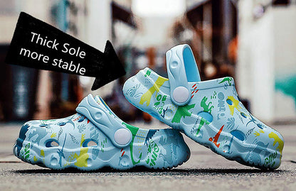 INMINPIN Kids Cute Clogs Cartoon Garden Shoes Boys Girls Slides Slippers Indoor Outdoor Children Water Shower Beach Pool Sandals,Sky Blue,12-12.5 Little Kids,Kids