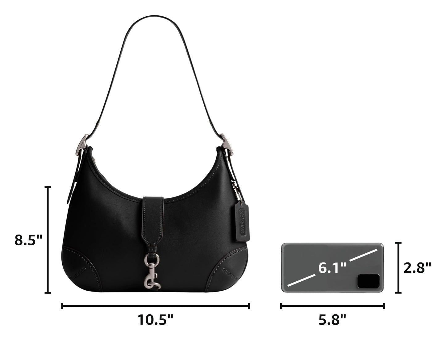 Coach, Womens, The Originals Glovetanned Leather Hamptons Hobo, Black, One Size