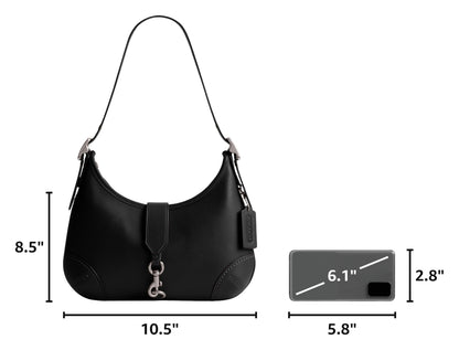Coach, Womens, The Originals Glovetanned Leather Hamptons Hobo, Black, One Size