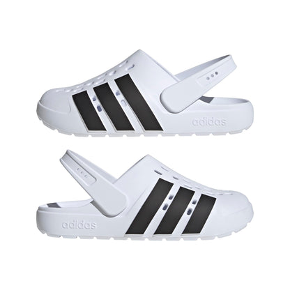 adidas Unisex-Adult Adilette Clog, White/Black/White, 13