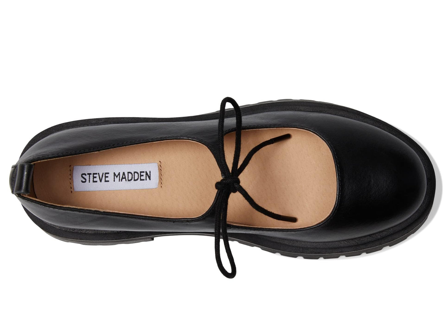 Steve Madden Women's Landon Mary Jane Flat, Black Leather, 9