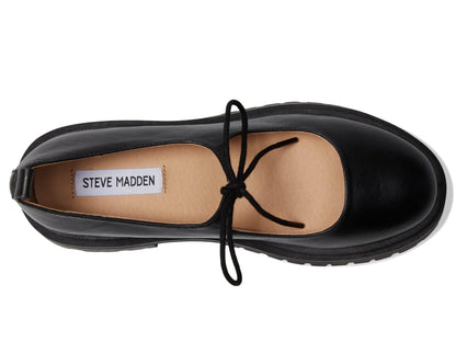 Steve Madden Women's Landon Mary Jane Flat, Black Leather, 9