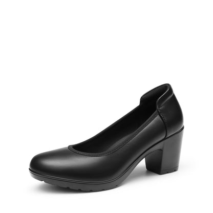 DREAM PAIRS Women's Chunky Closed Toe Low Block Heels Work Pumps Comfortable Round Toe Dress Wedding Shoes Nereida,Size 8,Black,SDPU2230W