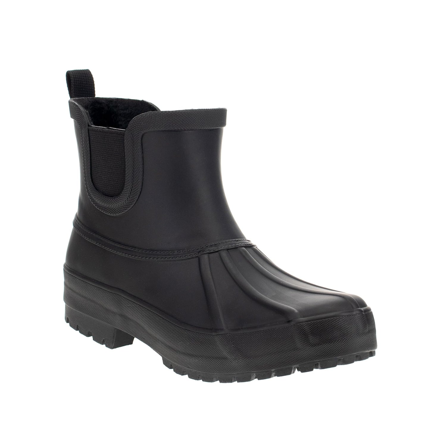 Chooka Ladies Chelsea Duck Rain Boot – Waterproof Rubber Boot, Lined Interior, Elastic Side Gore, Memory Foam Insole, Black, 8