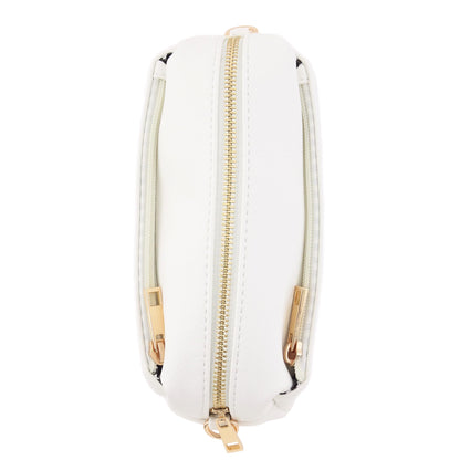 FashionPuzzle Triple Zip Small Crossbody Bag (White)
