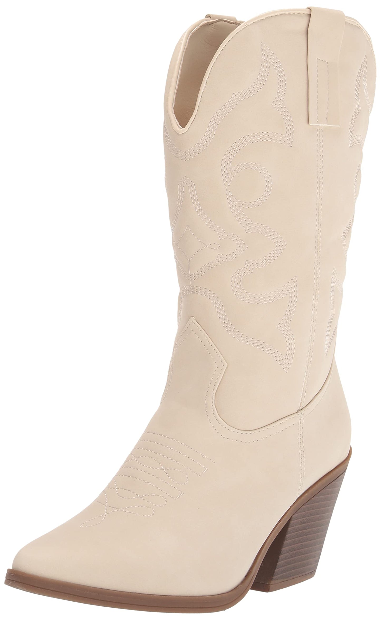 YOKI-CANDIZ Women's High Western Cowboy Boots, Bone, 8 M US